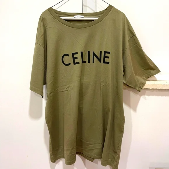 ✨️ Sale! Celine Men's Khaki Logo T-shirt